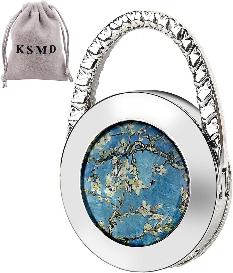 KSMD Purse Hooks for Table and Bars,Portable Purse Hanger Organizers Hooks Handbag Holder Pocketbook Holder Bag Storage for Desk Bag Hook,Foldable Folding Table Hook Hanger (Flowers) - Image 1
